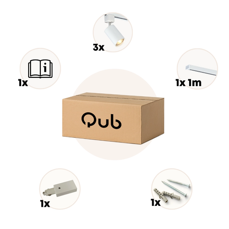 Qub Focus III - 1-Fase  Railverlichting - GU10 – 100cm – I-vorm - 3 spots - Railsysteem - Wit Qub Focus III - 1-Fase  Railverlichting - GU10 – 100cm – I-vorm - 3 spots - Railsysteem - Wit