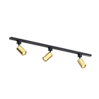 Qub Focus III - 1-Circuit Track Lighting - GU10 - 100cm - I-shape - 3 Spots - Track System - Gold with Black