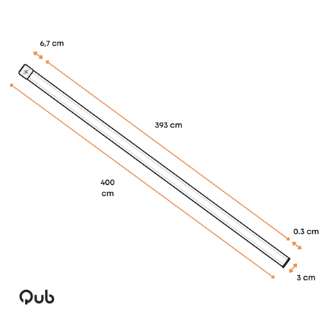 Qub 3-fase spanningsrails - opbouw - 4 meter - Wit - inclusief eindvoeding & eindkap