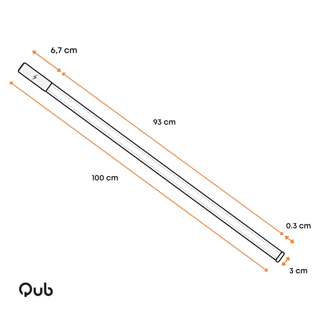 Qub 3-Phasen Stromschiene – 100cm – Aufbau – Inkl. Endkappe & Endzuführung – Deckenmontage – Schwarz