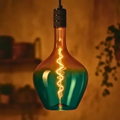 Suspension en Verre Aurora - Ampoule E27 - Lumière d'Ambiance - Bleu avec Dégradé Jaune - 4W - 1800K - Design Décoratif Suspension en Verre Aurora - Ampoule E27 - Lumière d'Ambiance - Bleu avec Dégradé Jaune - 4W - 1800K - Design Décoratif