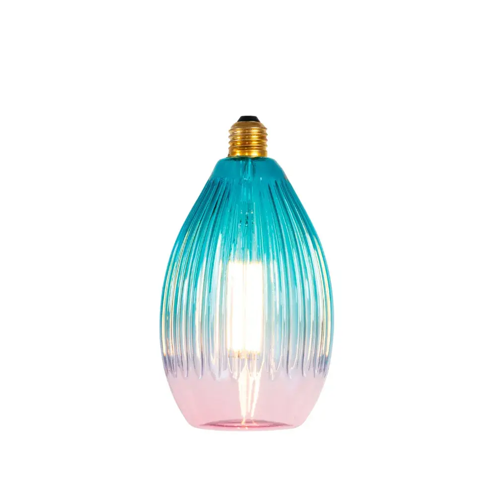 Glass Pendant Lamp Solune - E27 Ambient Light - Blue with Pink Gradient - 4W - 1800K Warm Light - Decorative Design
