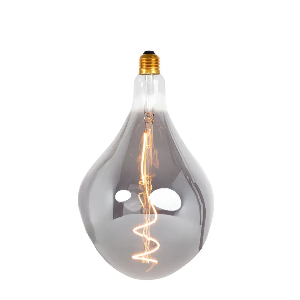 Qub Suspension en Verre Vespera - Ampoule E27 - Lumière d'Ambiance - Noir - 4W - 1800K - Design Décoratif