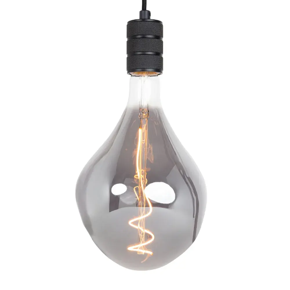 Glass Pendant Lamp Vespera - E27 Ambient Light - Black - 4W - 1800K Warm Light - Decorative Design