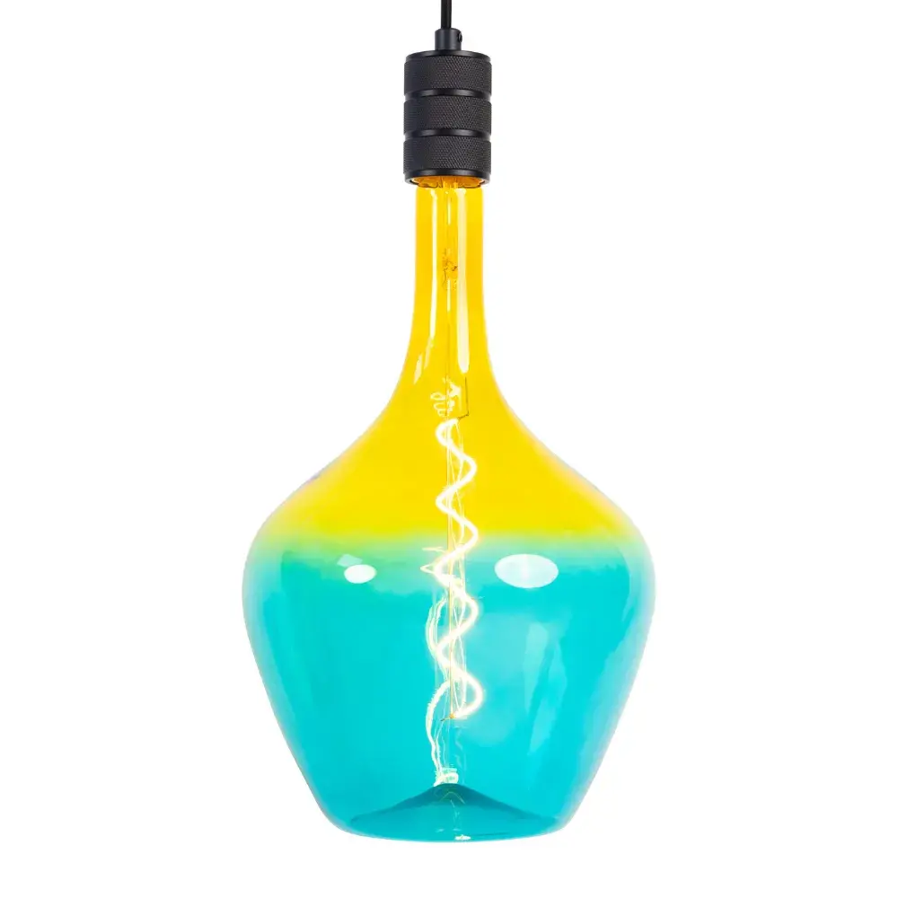 Qub Qub Focus III 1-Phasen Schienensystem - 200cm - 3x Aurora E27 Filament Pendelleuchten - I-Form - Schwarz - Gelb-Blauer Farbverlauf - Einfache Montage - Modernes Design Qub Qub Focus III 1-Phasen Schienensystem - 200cm - 3x Aurora E27 Filament Pendelleuchten - I-Form - Schwarz - Gelb-Blauer Farbverlauf - Einfache Montage - Modernes Design