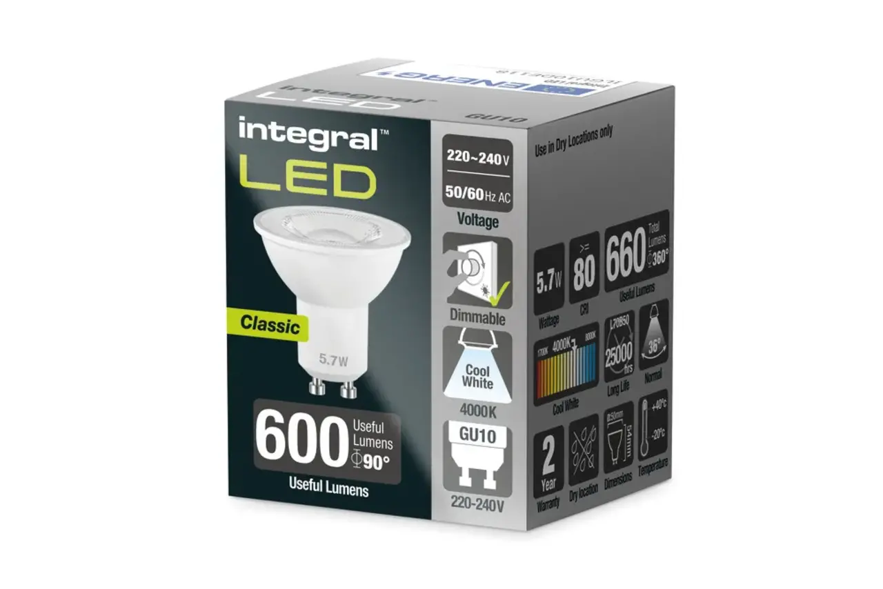 GU10 LED lamp 5.7 watt Neutraal wit 4000K Dimbaar GU10 LED lamp 5.7 watt Neutraal wit 4000K Dimbaar