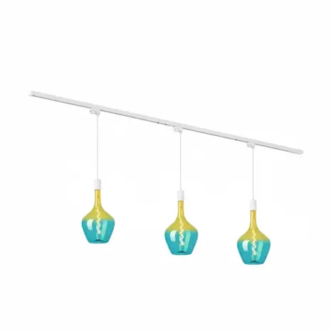 Qub Focus III Éclairage sur rail 1-Phase - E27 – 200 cm – en forme de I - 3 Lampes suspendues Aurora - Système de rail – Blanc Qub Focus III Éclairage sur rail 1-Phase - E27 – 200 cm – en forme de I - 3 Lampes suspendues Aurora - Système de rail – Blanc