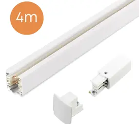 Qub 3-Circuit Track Rail - Surface Mounted - 4 Metres - White - incl. end feed & end cap Qub 3-Circuit Track Rail - Surface Mounted - 4 Metres - White - incl. end feed & end cap