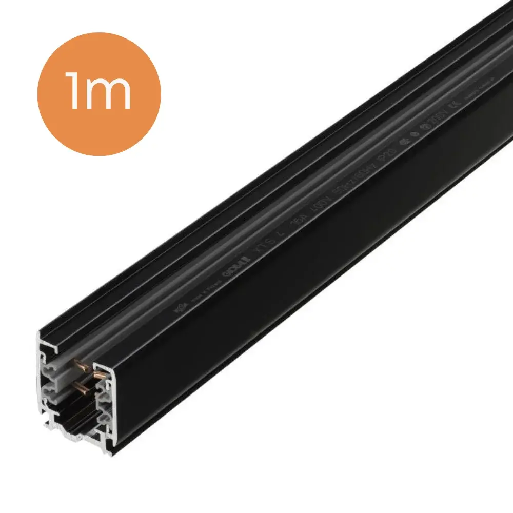 3-Phase Power Track - Surface Mounted - 1 Meter - Black - single rail 3-Phase Power Track - Surface Mounted - 1 Meter - Black - single rail