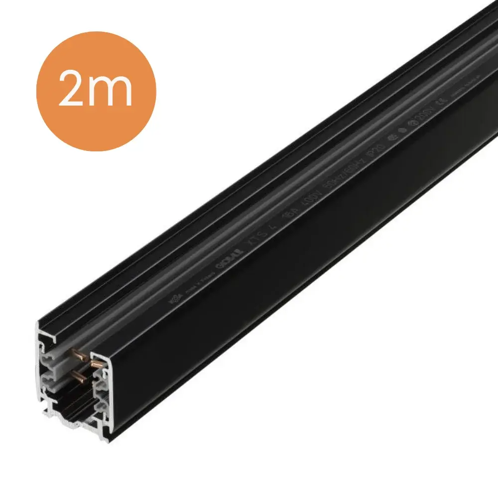 3-fase spanningsrails - opbouw - 2 meter - Zwart - losse rail 3-fase spanningsrails - opbouw - 2 meter - Zwart - losse rail