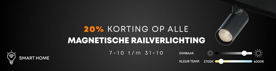 20% korting op magnetische railverlichting