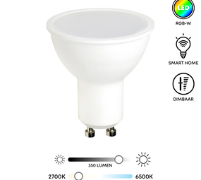LED Lichtbron GU10 - 4.9W - RGBW - 2700K tot 6500K - Smart (Tuya) LED Lichtbron GU10 - 4.9W - RGBW - 2700K tot 6500K - Smart (Tuya)
