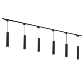Qub Focus III 300 cm 6 Suspensions GU10 Éclairage sur Rail Noir Qub Focus III 300 cm 6 Suspensions GU10 Éclairage sur Rail Noir