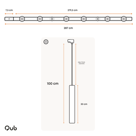 Qub Focus III Éclairage sur rail monophasé – GU10 – 300 cm – Forme en I – 6 suspensions – Système sur rail – Noir Qub Focus III Éclairage sur rail monophasé – GU10 – 300 cm – Forme en I – 6 suspensions – Système sur rail – Noir