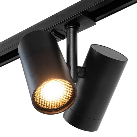 Qub 1-Phasen-Schienensystem – GU10 – 400 cm – I-Form – 6 Viror Duo Spots – Schienensystem – Schwarz