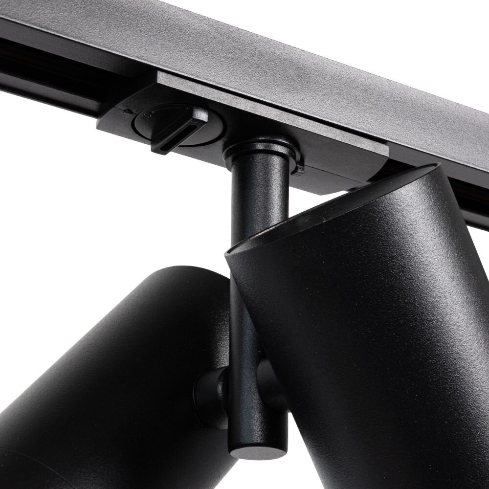 Qub Éclairage sur rail monophasé – GU10 – 400 cm – forme I – 6 spots Viror Duo – système sur rail – Noir