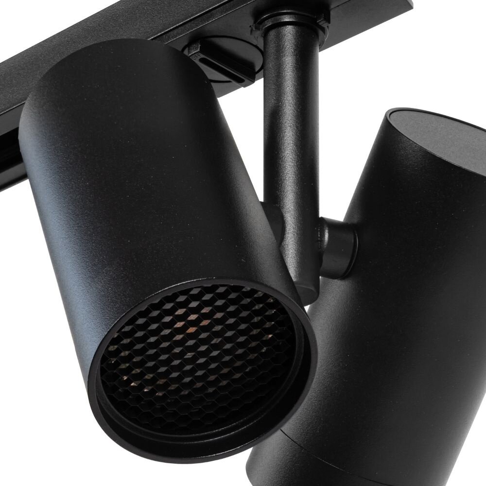 Qub 1-Phasen-Schienensystem – GU10 – 400 cm – I-Form – 6 Viror Duo Spots – Schienensystem – Schwarz