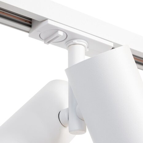 Qub Éclairage sur rail monophasé – GU10 – 400 cm – forme I – 6 spots Viror Duo – système sur rail – Blanc