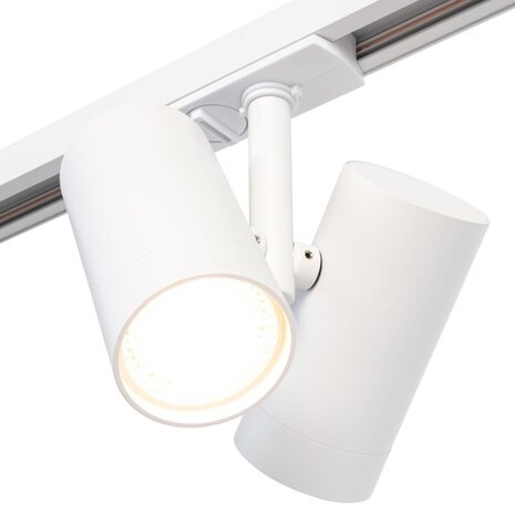 Qub Éclairage sur rail monophasé – GU10 – 400 cm – forme I – 6 spots Viror Duo – système sur rail – Blanc