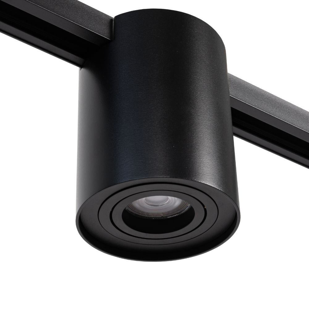 Qub Éclairage sur rail monophasé – GU10 – 300 cm – forme I – 3 spots Viror Orbit – système sur rail – Noir