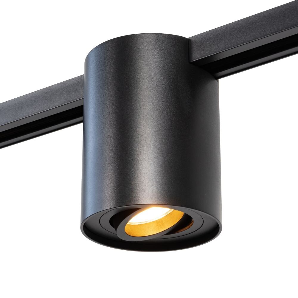 Qub 1-Phasen-Schienensystem – GU10 – 400 cm – I-Form – 6 Viror Orbit Spots – Schienensystem – Schwarz