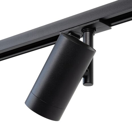 Qub 1-Phasen-Schienensystem - GU10 - 300 cm - I-Form - 3 Viror Mesh Spots - 2 Hängeleuchten – Schienensystem – Schwarz