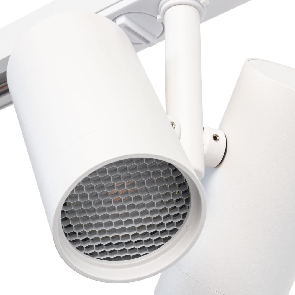 Qub Rail d’éclairage monophasé - GU10 - 300 cm - forme I - 2 spots Viror Duo- 2 spots Viror Orbit - système sur rail - Blanc