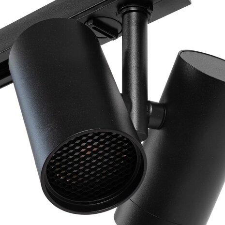 Qub 1-Fase Railverlichting - GU10 – 600cm – I-vorm - 3 Viror Duo spots - 3 Hanglampen  - Railsysteem – Zwart