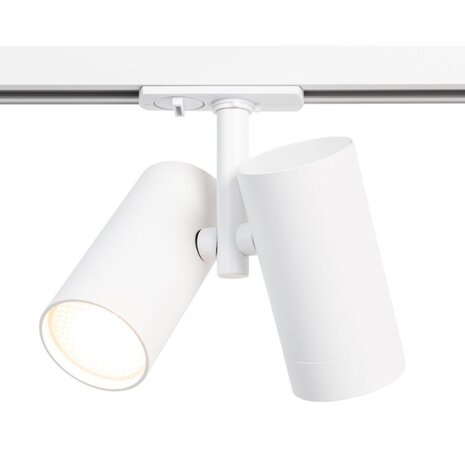 Qub  1-Phasen Schienenbeleuchtung – GU10 – 600cm – I-Form – 3 Viror Duo Spots – 3 Pendelleuchten – Schienensystem – Weiß