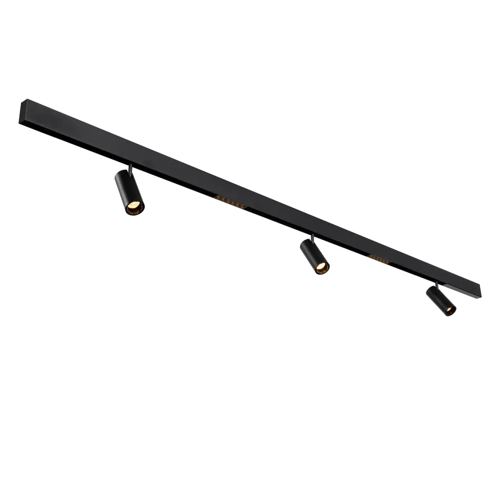 Qub Rail Magnétique Line - 3 Mètres - 3x Spot de Rail Simple + 2x Line Dots 6 - Noir - Zigbee - Éclairage Intelligent