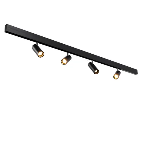 Qub Set de Rail Magnétique - 2 Mètres - 4x Spot de Rail Simple - Noir - Zigbee - Éclairage Intelligent Qub Set de Rail Magnétique - 2 Mètres - 4x Spot de Rail Simple - Noir - Zigbee - Éclairage Intelligent