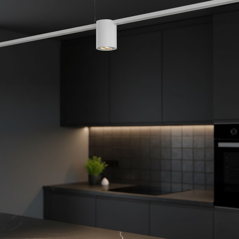 Qub Viror Orbit - 1‑Phasen LED Schienenspot - GU10 - Weiß - Ø9,6cm - Kompakt & Modern - Verstellbarer Spot - Kompatibel mit Smart & LED - Für Wohnräume - Schienenstrahler Innenbereich