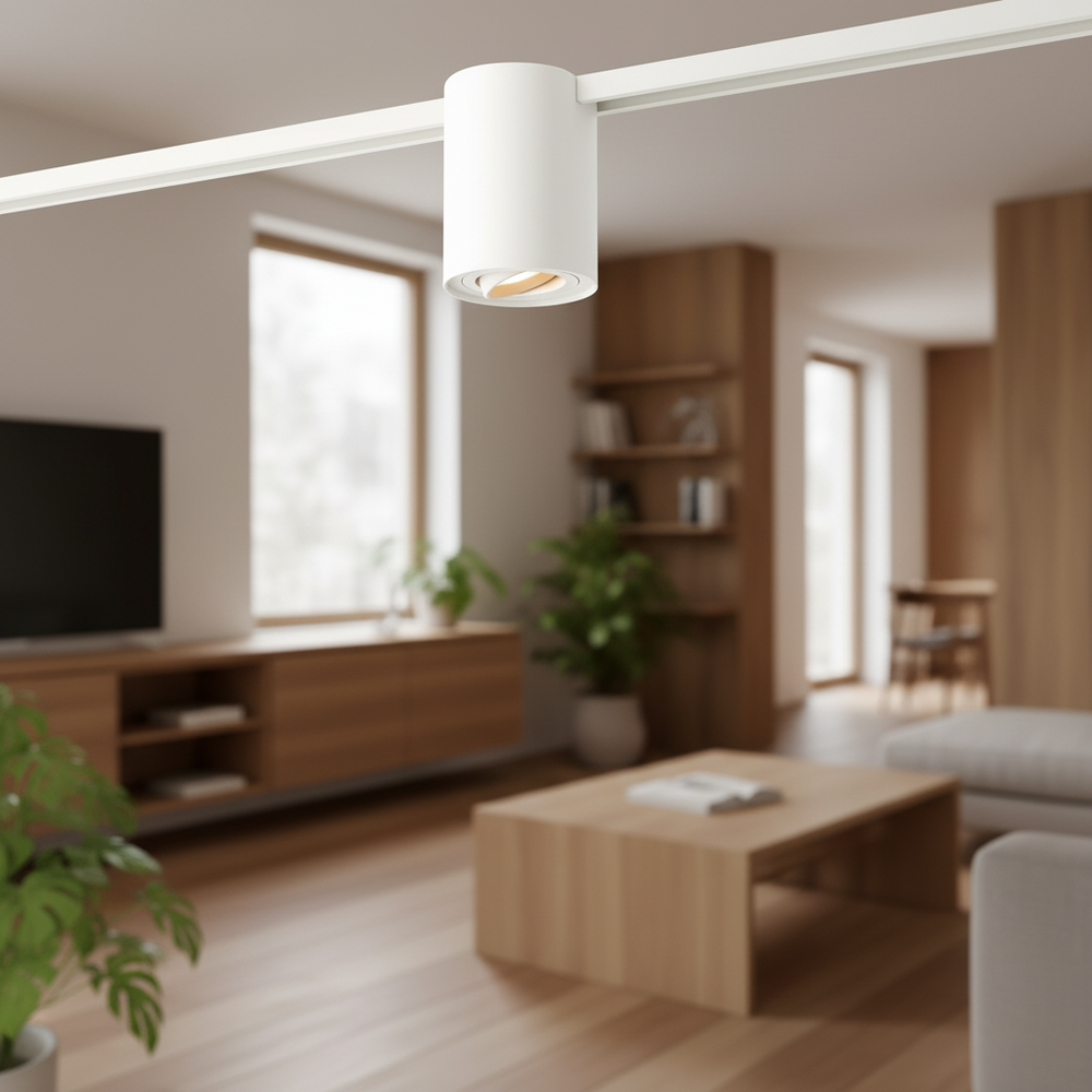 Qub Viror Orbit - 1‑Phasen LED Schienenspot - GU10 - Weiß - Ø9,6cm - Kompakt & Modern - Verstellbarer Spot - Kompatibel mit Smart & LED - Für Wohnräume - Schienenstrahler Innenbereich