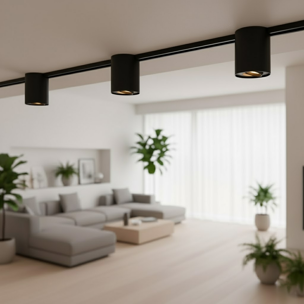 Viror Orbit – GU10 Track Light - Cylindrical track spot  - Black – Single Circuit Track Lighting