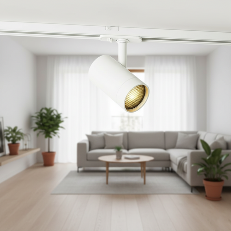 Qub Viror Mesh - 1-Phasen LED Schienenspot - GU10 - Weiß - Kompakt & Modern - Vollständig Verstellbar - Für Wohnräume