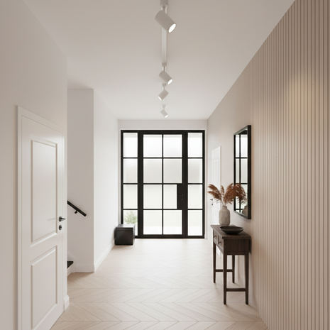 Qub Viror Mesh - 1-Phasen LED Schienenspot - GU10 - Weiß - Kompakt & Modern - Vollständig Verstellbar - Für Wohnräume