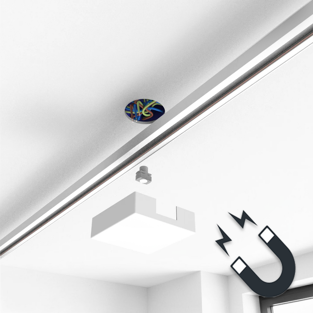 Plafonnier carré pour rail monophasé – Blanc Plafonnier carré pour rail monophasé – Blanc