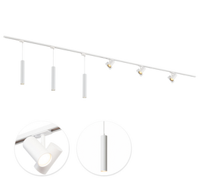 Qub Focus III 600cm mit 3 Viror Duo Spots und 3 Pendelleuchten GU10 Schienenbeleuchtung Weis Qub Focus III 600cm mit 3 Viror Duo Spots und 3 Pendelleuchten GU10 Schienenbeleuchtung Weis