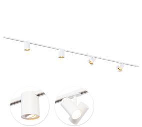 Qub Focus III 300 cm avec 2 spots Viror Duo et 2 spots Viror Orbit GU10 rail d’éclairage Blanc Qub Focus III 300 cm avec 2 spots Viror Duo et 2 spots Viror Orbit GU10 rail d’éclairage Blanc