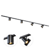 Qub Rail d’éclairage monophasé - GU10 - 300 cm - forme I - 2 spots Viror Duo- 2 spots Viror Orbit - système sur rail - noir