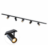 Qub  1-phase track lighting – GU10 – 200 cm – I-shape – 5 Viror Mesh spots – track system – Black
