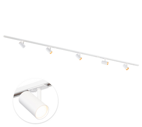 Qub Kit d’éclairage sur rail 300 cm avec 5 spots Viror Mesh GU10  Blanc