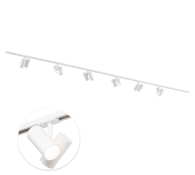 Qub Kit d’éclairage sur rail 400 cm avec 6 spots Viror Duo GU10  Blanc