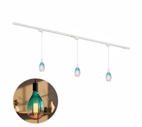 Qub Kit d’éclairage sur rail 200 cm 3 Lampes suspendues Solune  Blanc