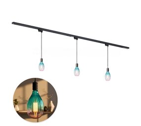 Qub Kit d’éclairage sur rail 200 cm 3 Lampes suspendues Solune Noir