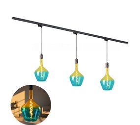 Qub Track Lighting Set 200 cm 3 Aurora Pendant Lights Black