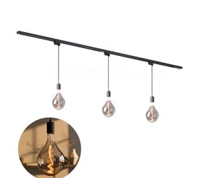 Qub Focus III 200cm  3 Vespera Hanglampen Railverlichting Zwart