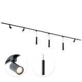 Qub Focus III 400cm 4 Spots and 3 Pendant Lights GU10 Track Lighting Black Qub Focus III 400cm 4 Spots and 3 Pendant Lights GU10 Track Lighting Black