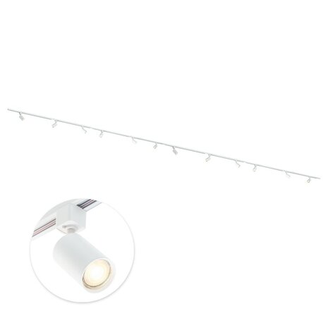 Qub Focus III 1-circuit track lighting - GU10 - 800cm - I-shape - 12 spots - Track system - White Qub Focus III 1-circuit track lighting - GU10 - 800cm - I-shape - 12 spots - Track system - White