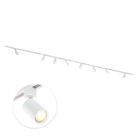 Qub Qub Focus III 1-Phasen Led Schienensystem - 400cm - 8x GU10 Spots - 4x 1m Schienen - I-Form - Deckenstrahler Weiß- Erweiterbar & flexibel - LED-kompatibel - Modernes Design Spot lampe